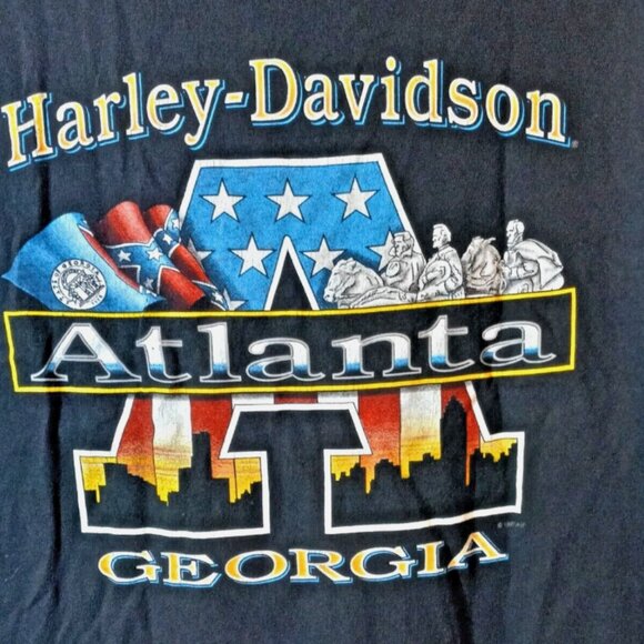 Harley-Davidson Men’s T-Shirt Sz L Black Atlanta GA Dealer Tee Short Sleeve - Picture 11 of 15
